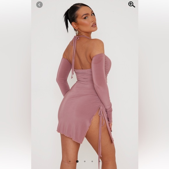 PrettyLittle Thing Rose Ruched Side Halter Tie in the size 2 - Picture 2 of 5